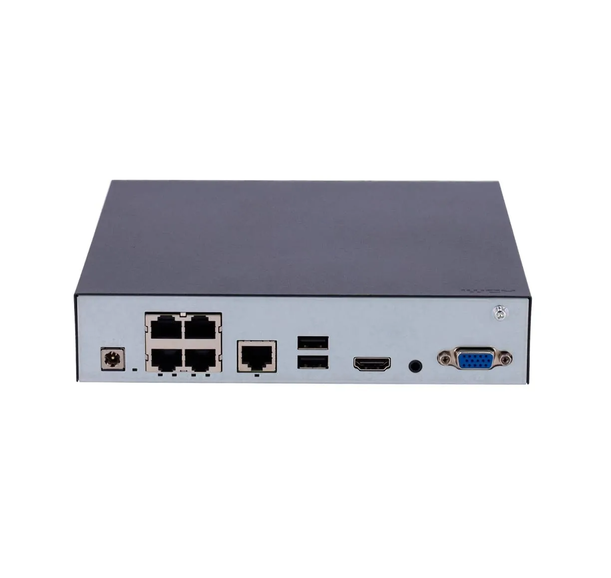 nvr de 4 canales con conexion PoE, facil configuracion y visualizacion remota en telefonos moviles