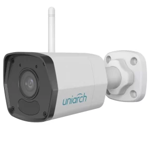 camara de vigilancia wifi exterior con audio IP inteligente tipo bala con resolucion HD 2MP, vision nocturna a color, deteccion de movimiento y audio bidireccional para monitoreo remoto desde celular